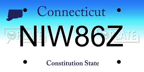 NIW86Z Connecticut License Plate