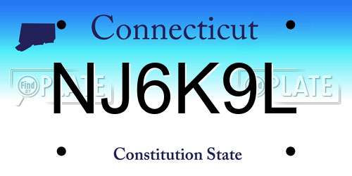 NJ6K9L Connecticut License Plate