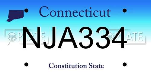 NJA334 Connecticut License Plate