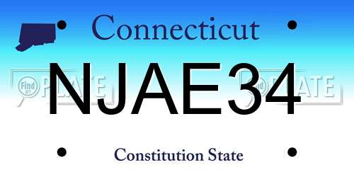 NJAE34 Connecticut License Plate