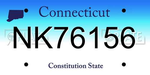 NK76156 Connecticut License Plate