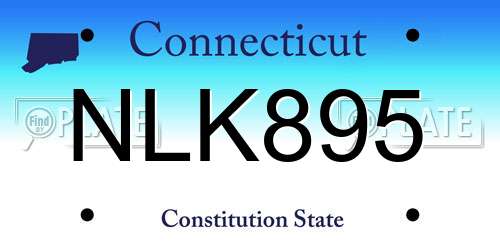 NLK895 Connecticut License Plate