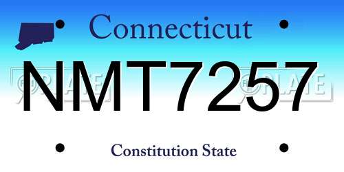 NMT7257 Connecticut License Plate