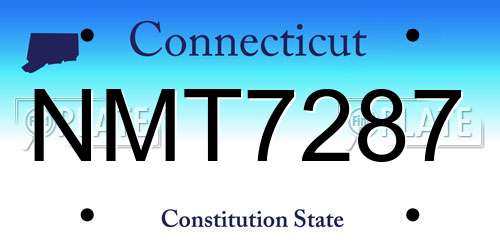 NMT7287 Connecticut License Plate