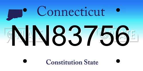 NN83756 Connecticut License Plate