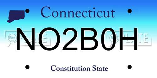 NO2B0H Connecticut License Plate