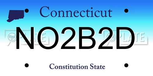 NO2B2D Connecticut License Plate