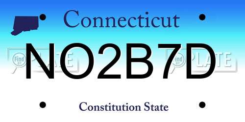 NO2B7D Connecticut License Plate