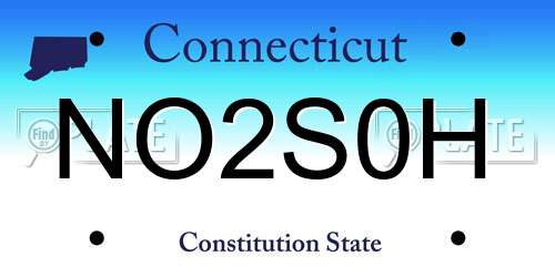 NO2S0H Connecticut License Plate