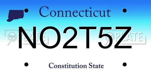 NO2T5Z Connecticut License Plate