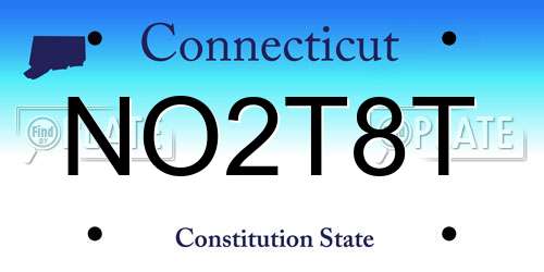 NO2T8T Connecticut License Plate