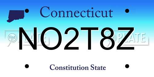 NO2T8Z Connecticut License Plate