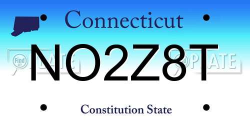 NO2Z8T Connecticut License Plate