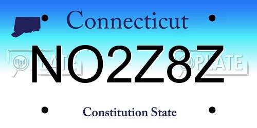 NO2Z8Z Connecticut License Plate
