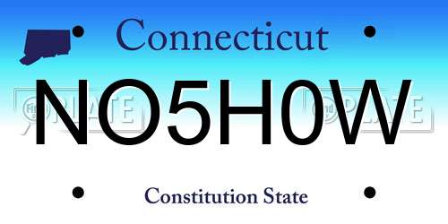 NO5H0W Connecticut License Plate