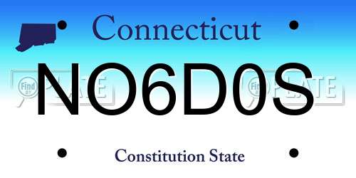 NO6D0S Connecticut License Plate