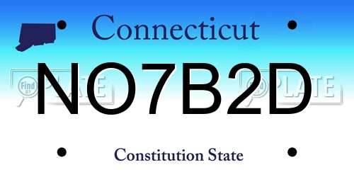 NO7B2D Connecticut License Plate