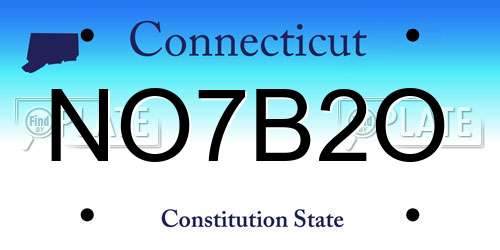 NO7B2O Connecticut License Plate