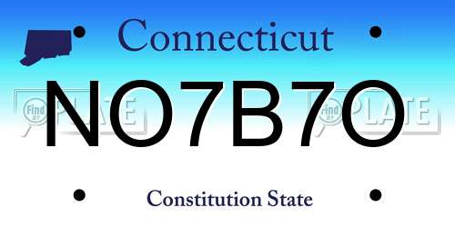 NO7B7O Connecticut License Plate