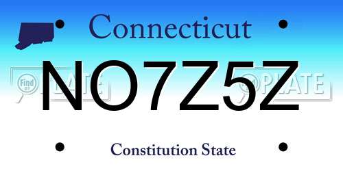 NO7Z5Z Connecticut License Plate