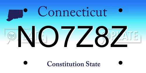 NO7Z8Z Connecticut License Plate