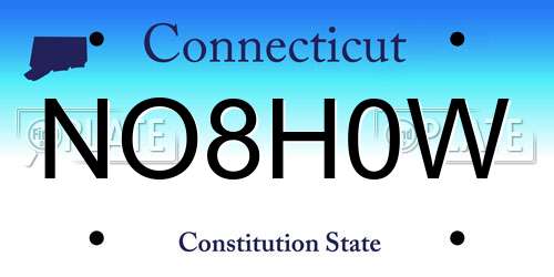 NO8H0W Connecticut License Plate