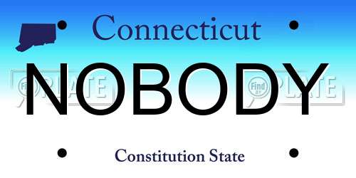 NOBODY Connecticut License Plate