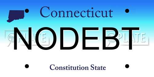 NODEBT Connecticut License Plate
