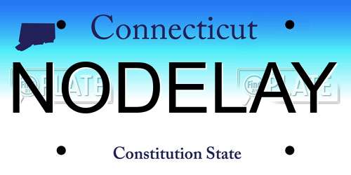 NODELAY Connecticut License Plate