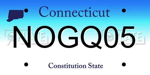 NOGQ05 Connecticut License Plate