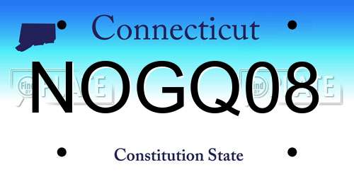 NOGQ08 Connecticut License Plate