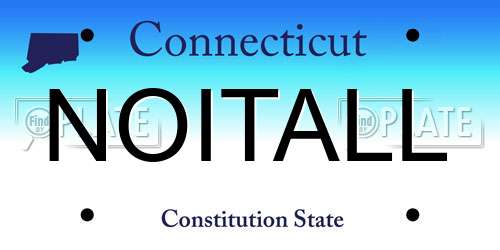 NOITALL Connecticut License Plate