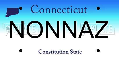 NONNAZ Connecticut License Plate