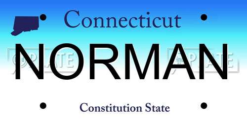 NORMAN Connecticut License Plate