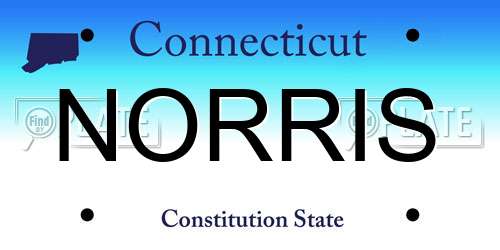 NORRIS Connecticut License Plate