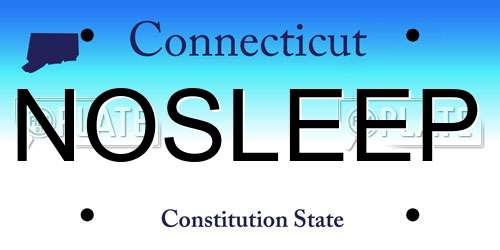NOSLEEP Connecticut License Plate