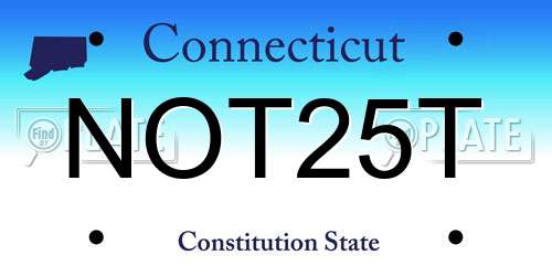 NOT25T Connecticut License Plate