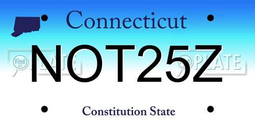 NOT25Z Connecticut License Plate