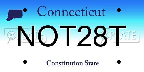 NOT28T Connecticut License Plate