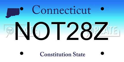 NOT28Z Connecticut License Plate