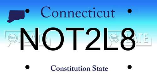 NOT2L8 Connecticut License Plate