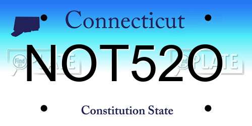 NOT52O Connecticut License Plate