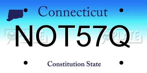NOT57Q Connecticut License Plate