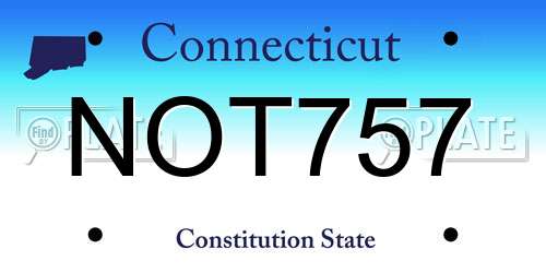 NOT757 Connecticut License Plate