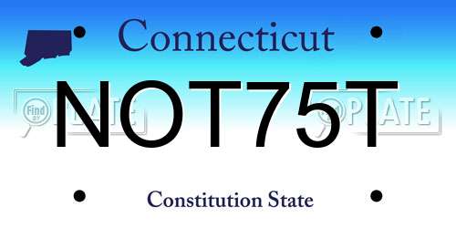 NOT75T Connecticut License Plate