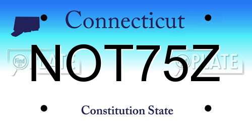 NOT75Z Connecticut License Plate