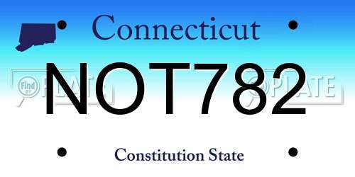 NOT782 Connecticut License Plate