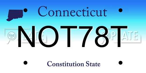 NOT78T Connecticut License Plate