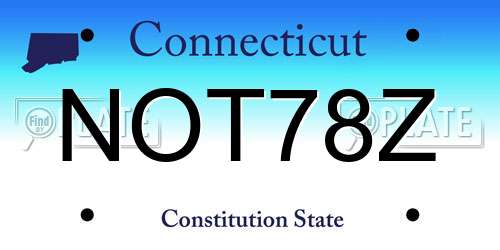 NOT78Z Connecticut License Plate