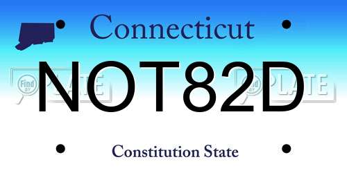 NOT82D Connecticut License Plate